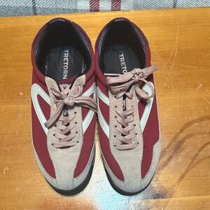 Tretorn Burgundy and Beige Sneakers